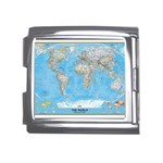 Blue White And Green World Map National Geographic Mega Link Italian Charm (18mm) Front