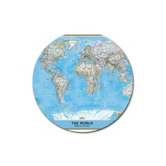 Blue White And Green World Map National Geographic Magnet 3  (round) by B30l