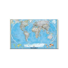 Blue White And Green World Map National Geographic Sticker Rectangular (10 Pack) by B30l