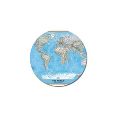 Blue White And Green World Map National Geographic Golf Ball Marker by B30l