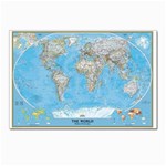 Blue White And Green World Map National Geographic Postcard 4 x 6  (Pkg of 10) Front