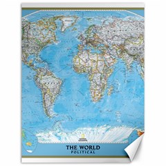 Blue White And Green World Map National Geographic Canvas 12  X 16  by B30l