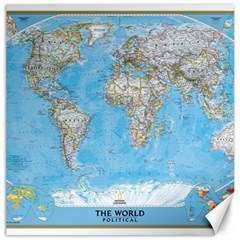 Blue White And Green World Map National Geographic Canvas 16  X 16  by B30l