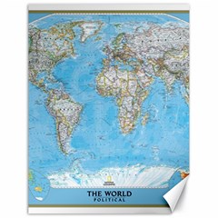 Blue White And Green World Map National Geographic Canvas 18  X 24  by B30l