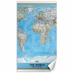 Blue White And Green World Map National Geographic Canvas 40  X 72  by B30l