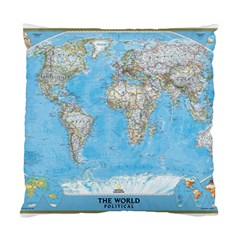 Blue White And Green World Map National Geographic Standard Cushion Case (one Side) by B30l