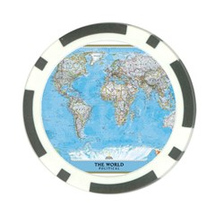 Blue White And Green World Map National Geographic Poker Chip Card Guard (10 Pack) by B30l