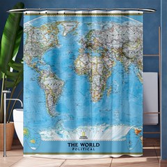 Blue White And Green World Map National Geographic Shower Curtain 60  X 72  (medium)  by B30l