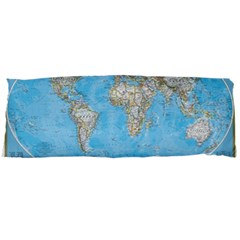 Blue White And Green World Map National Geographic Body Pillow Case Dakimakura (two Sides)