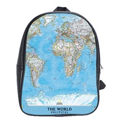 Blue White And Green World Map National Geographic School Bag (xl) by B30l