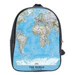 Blue White And Green World Map National Geographic School Bag (XL) Front