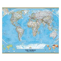 Blue White And Green World Map National Geographic Two Sides Premium Plush Fleece Blanket (small) by B30l