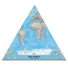 Blue White And Green World Map National Geographic Wooden Puzzle Triangle by B30l