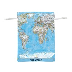 Blue White And Green World Map National Geographic Lightweight Drawstring Pouch (s) by B30l