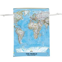 Blue White And Green World Map National Geographic Lightweight Drawstring Pouch (xl) by B30l