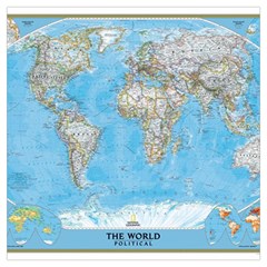 Blue White And Green World Map National Geographic Lightweight Scarf  by B30l