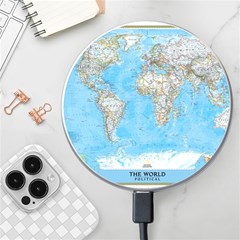 Blue White And Green World Map National Geographic Wireless Fast Charger(white) by B30l