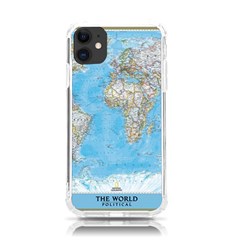 Blue White And Green World Map National Geographic Iphone 11 Tpu Uv Print Case by B30l