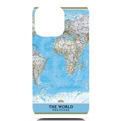 Blue White And Green World Map National Geographic Iphone 14 Pro Max Black Uv Print Case by B30l