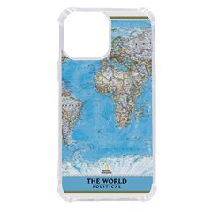 Blue White And Green World Map National Geographic Iphone 13 Pro Max Tpu Uv Print Case by B30l