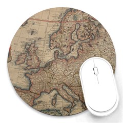 Old Vintage Classic Map Of Europe Round Mousepad by B30l