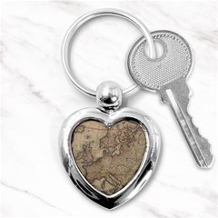 Old Vintage Classic Map Of Europe Key Chain (heart) by B30l