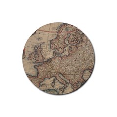 Old Vintage Classic Map Of Europe Rubber Coaster (round) by B30l