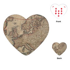 Old Vintage Classic Map Of Europe Playing Cards Single Design (heart) by B30l