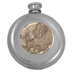 Old Vintage Classic Map Of Europe Round Hip Flask (5 Oz) by B30l