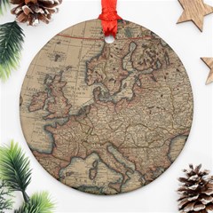 Old Vintage Classic Map Of Europe Round Ornament (two Sides) by B30l