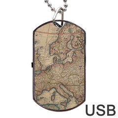 Old Vintage Classic Map Of Europe Dog Tag Usb Flash (two Sides) by B30l