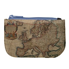 Old Vintage Classic Map Of Europe Large Coin Purse