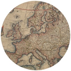 Old Vintage Classic Map Of Europe Wooden Puzzle Round by B30l