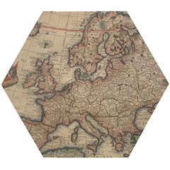 Old Vintage Classic Map Of Europe Wooden Puzzle Hexagon by B30l