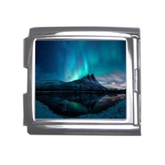 Aurora Borealis Mountain Reflection Mega Link Italian Charm (18mm) by B30l