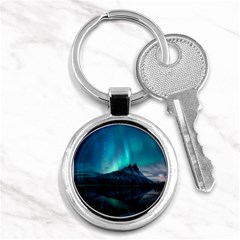 Aurora Borealis Mountain Reflection Key Chain (round) by B30l