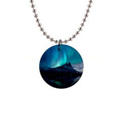 Aurora Borealis Mountain Reflection 1  Button Necklace by B30l