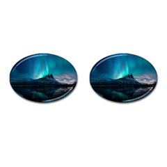 Aurora Borealis Mountain Reflection Cufflinks (oval) by B30l