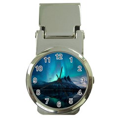 Aurora Borealis Mountain Reflection Money Clip Watches