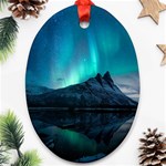 Aurora Borealis Mountain Reflection Oval Ornament (Two Sides) Front