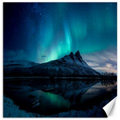 Aurora Borealis Mountain Reflection Canvas 12  X 12  by B30l