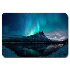 Aurora Borealis Mountain Reflection Large Doormat by B30l