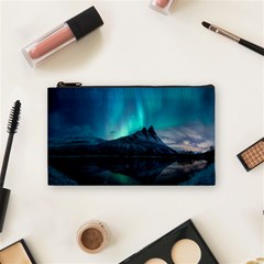 Aurora Borealis Mountain Reflection Cosmetic Bag (small) by B30l