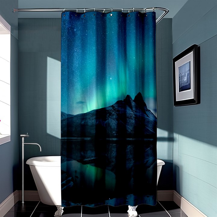 Aurora Borealis Mountain Reflection Shower Curtain 36  x 72  (Stall) 