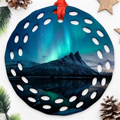 Aurora Borealis Mountain Reflection Ornament (round Filigree)