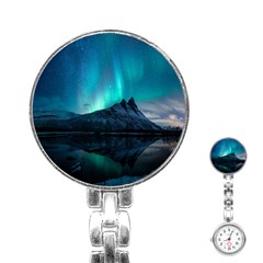 Aurora Borealis Mountain Reflection Stainless Steel Nurses Watch by B30l