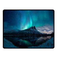 Aurora Borealis Mountain Reflection Two Sides Fleece Blanket (small) by B30l