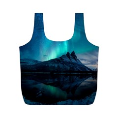 Aurora Borealis Mountain Reflection Full Print Recycle Bag (m) by B30l