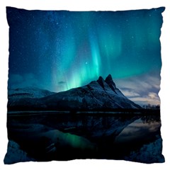 Aurora Borealis Mountain Reflection Standard Premium Plush Fleece Cushion Case (two Sides) by B30l