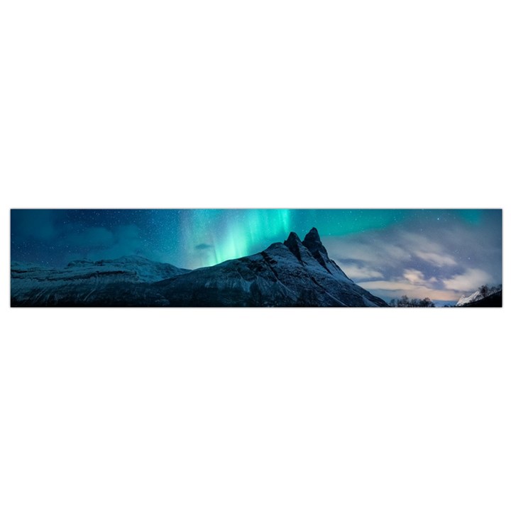 Aurora Borealis Mountain Reflection Small Premium Plush Fleece Scarf